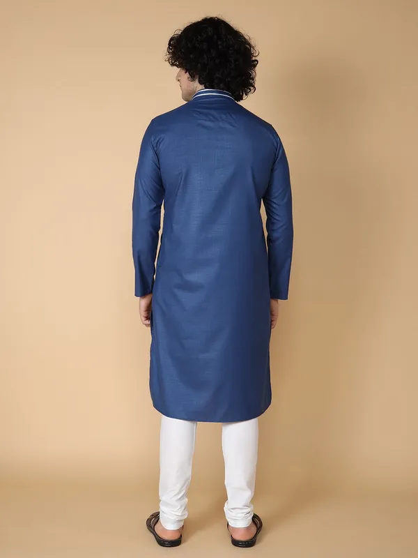 Tabard_Men_Solid_Straight_Kurta_(Blue)