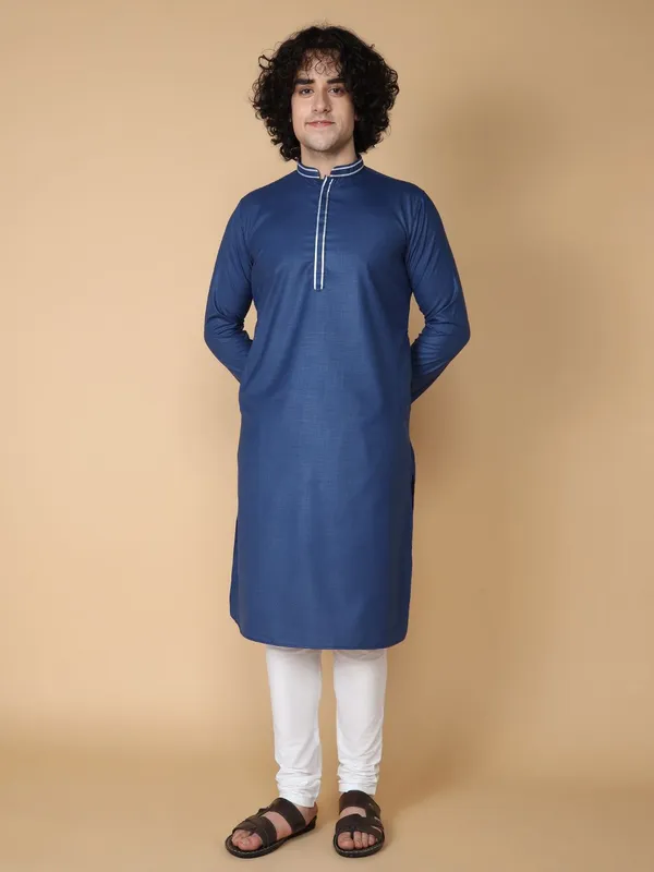 Tabard_Men_Solid_Straight_Kurta_(Blue)