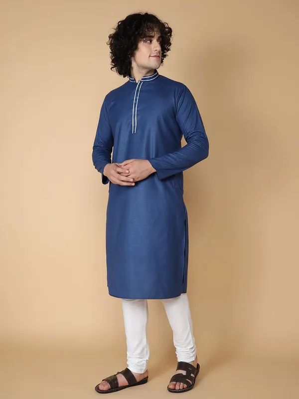 Tabard_Men_Solid_Straight_Kurta_(Blue)