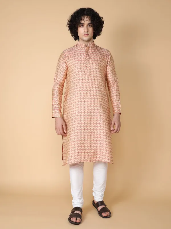 Tabard_Men_Printed_Straight_Kurta_(Red)