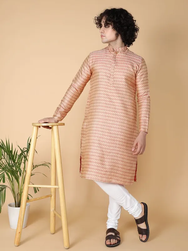 Tabard_Men_Printed_Straight_Kurta_(Red)