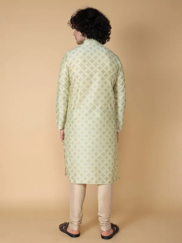 Tabard_Men_Printed_Straight_Kurta_(Light_Green,_Gold)