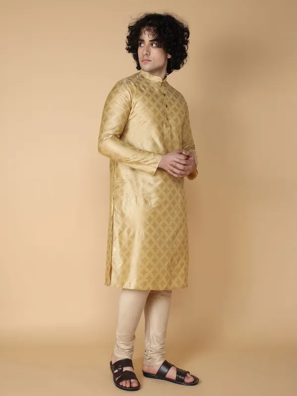 Tabard_Men_Printed_Straight_Kurta_(Beige,_Gold)