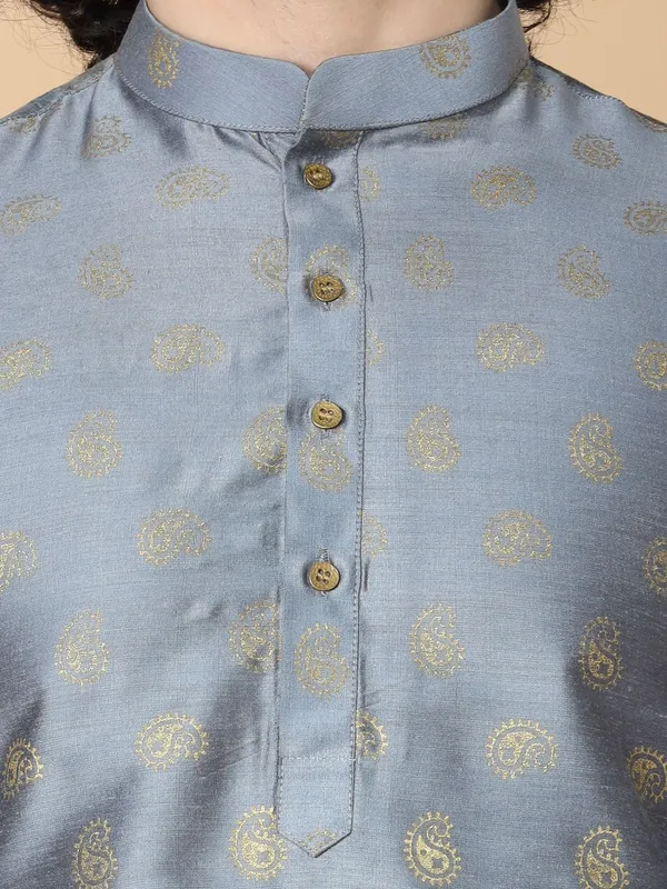 Tabard_Men_Printed_Straight_Kurta_(Grey,_Gold)