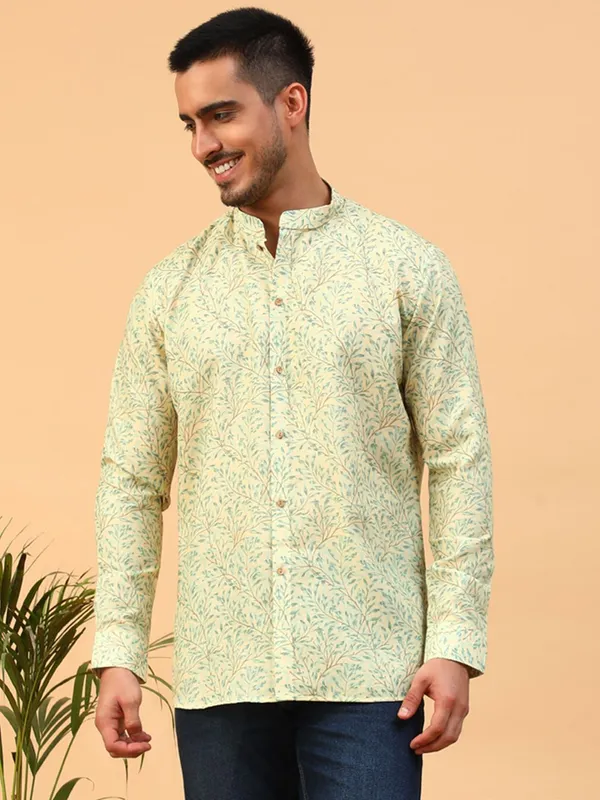Tabard_Men_Printed_Straight_Kurta_(Yellow)