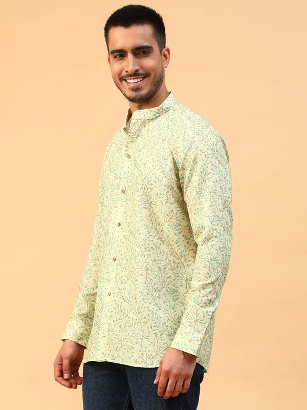 Tabard_Men_Printed_Straight_Kurta_(Yellow)