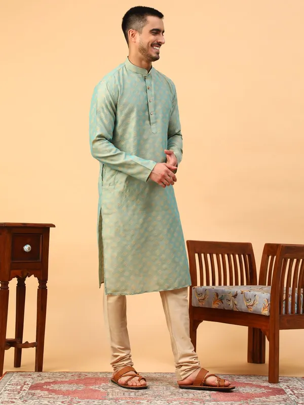 Tabard_Men_Solid_Straight_Kurta_(Green)