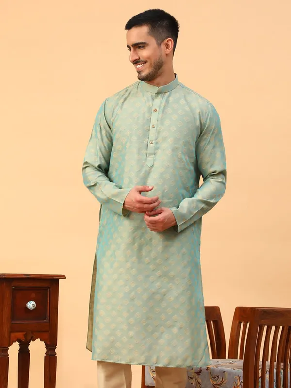 Tabard_Men_Solid_Straight_Kurta_(Green)