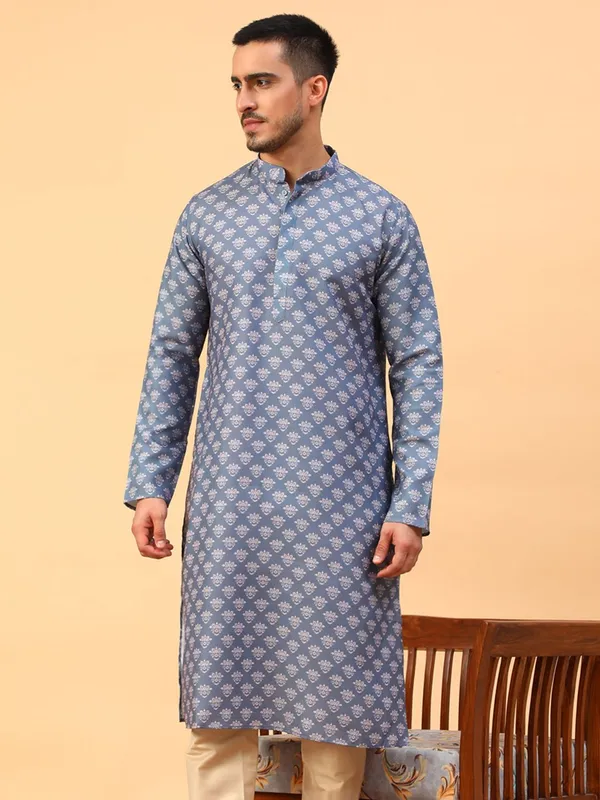 Tabard_Men_Solid_Straight_Kurta_(Blue)