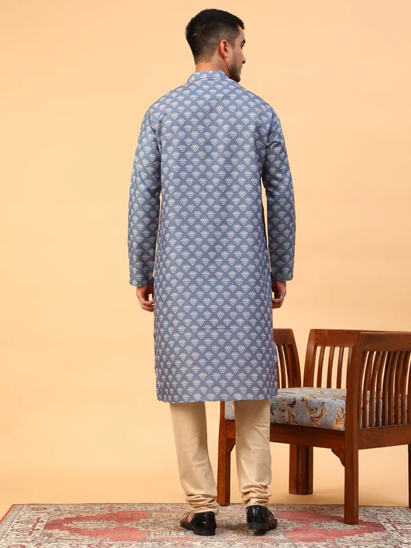 Tabard_Men_Solid_Straight_Kurta_(Blue)