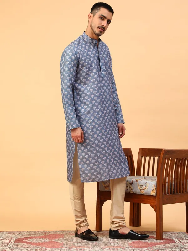 Tabard_Men_Solid_Straight_Kurta_(Blue)