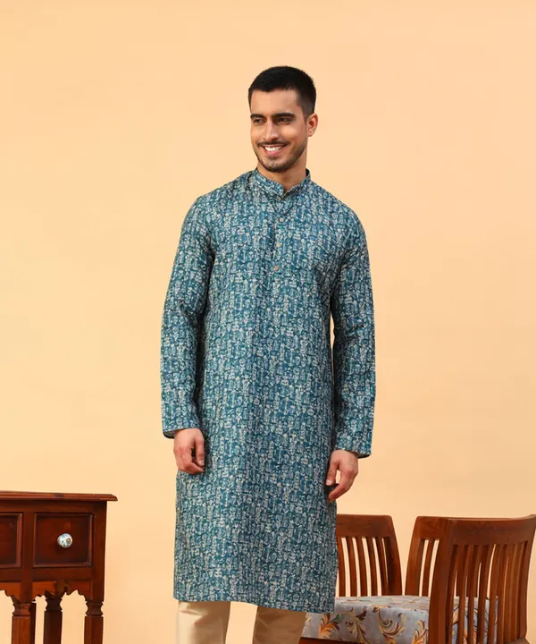 Tabard_Men_Printed_Straight_Kurta_(Green)