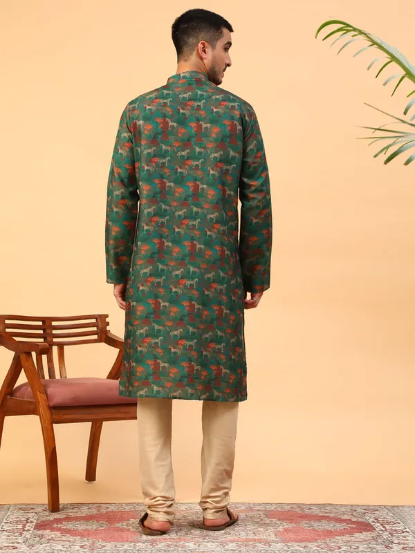 Tabard_Men_Printed_Straight_Kurta_(Green)