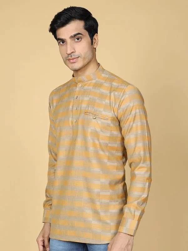 Tabard_Men_Striped_Straight_Kurta_(Yellow)