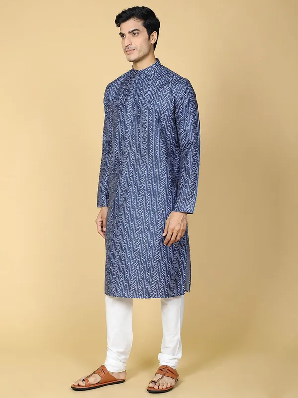 Tabard_Men_Printed_Straight_Kurta_(Blue)