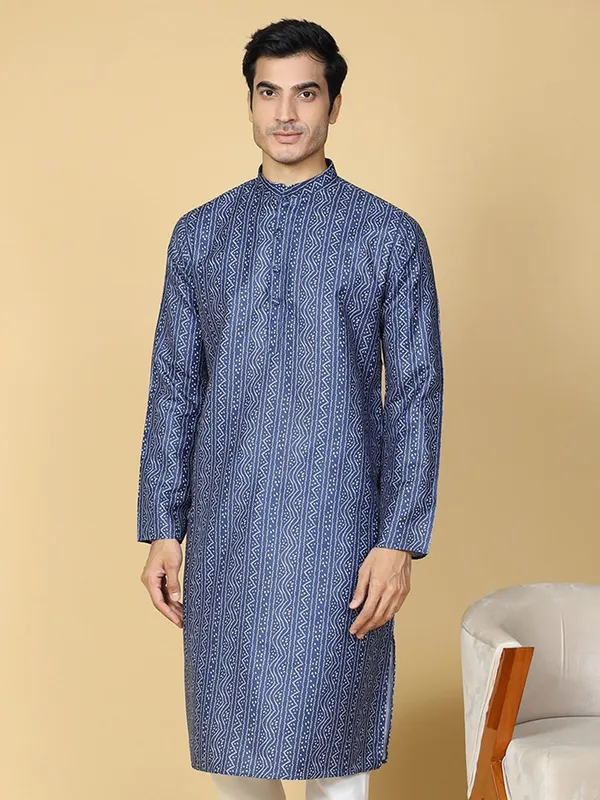 Tabard_Men_Printed_Straight_Kurta_(Blue)