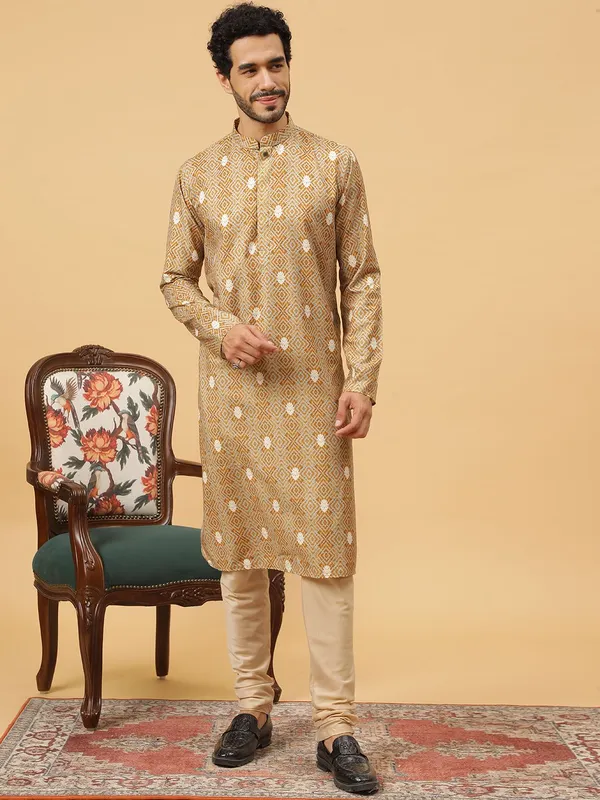 Tabard_Men_Printed_Straight_Kurta_(Yellow)