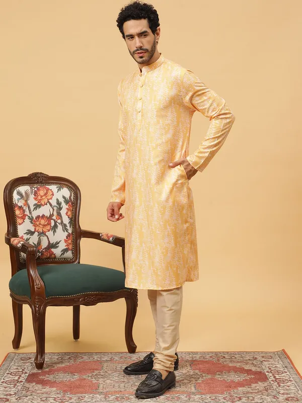Tabard_Men_Printed_Straight_Kurta_(Yellow)