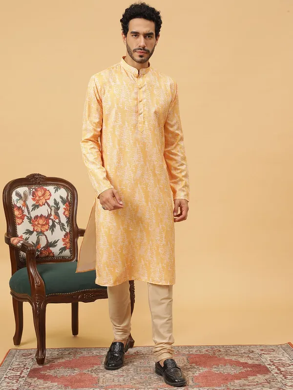 Tabard_Men_Printed_Straight_Kurta_(Yellow)