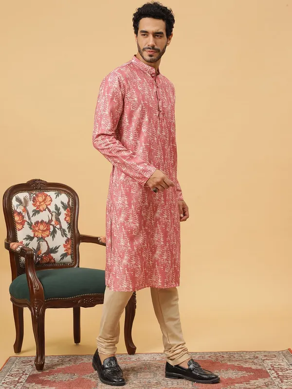 Tabard_Men_Printed_Straight_Kurta_(Pink,_White)