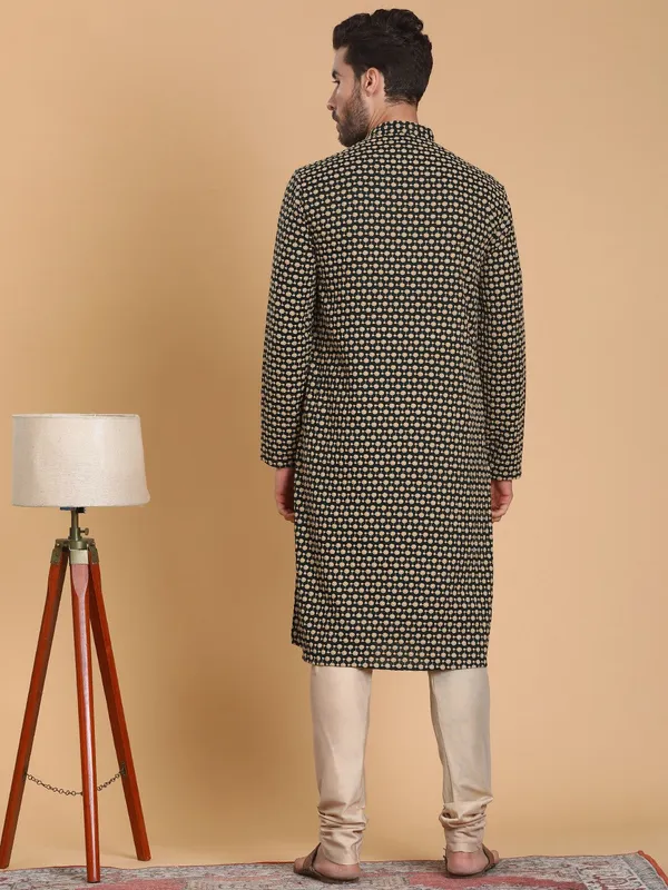 Tabard_Men_Printed_Straight_Kurta_(Green)