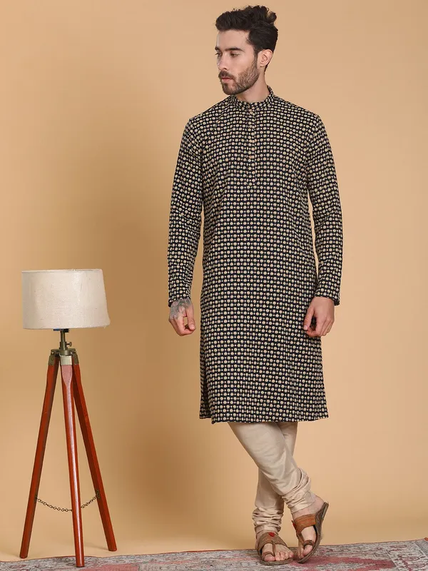 Tabard_Men_Printed_Straight_Kurta_(Blue)