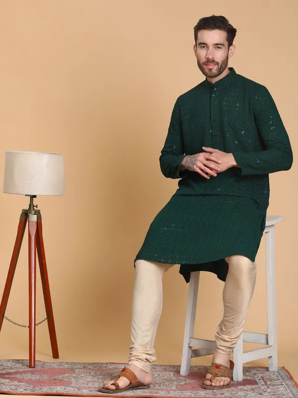 Tabard_Men_Embroidered_Straight_Kurta_(Green)