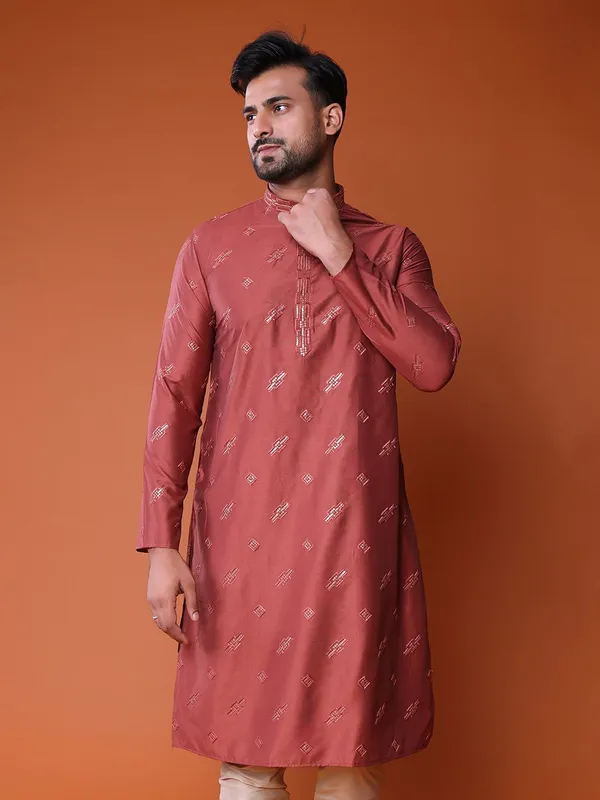 Tabard_Men_Printed_Ethnic_Dress_Kurta_(Orange)