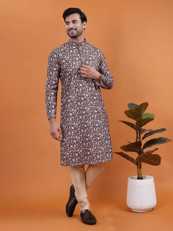 Tabard_Men_Printed_Straight_Kurta_(Green)