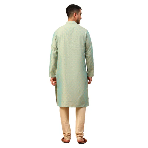 Green_Cotton_Full_Sleeve_Regular_Fit_Printed_Kurta_Set_For_Men