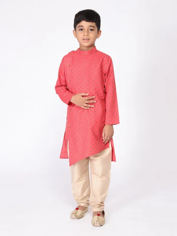 Tabard_Boys_Printed_Straight_Kurta_(Pink)