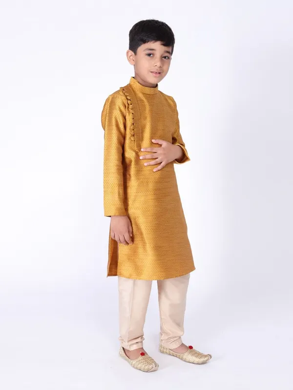Tabard_Boys_Printed_Straight_Kurta_(Yellow)
