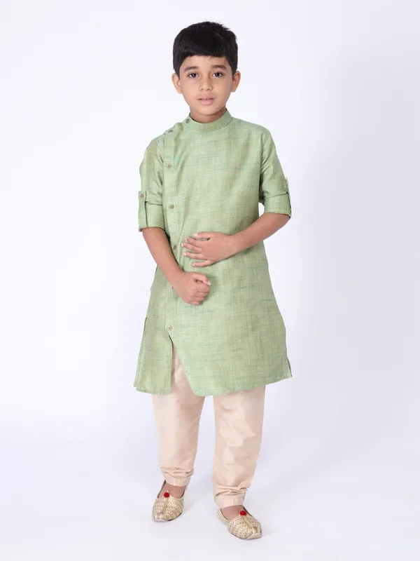 Tabard_Boys_Self_Design_Straight_Kurta_(Green)