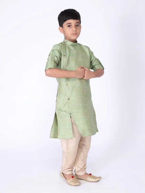 Tabard_Boys_Self_Design_Straight_Kurta_(Green)