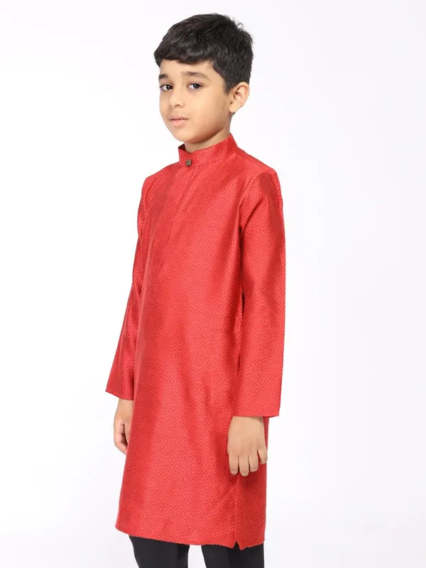Tabard_Boys_Printed_Straight_Kurta_(Red)