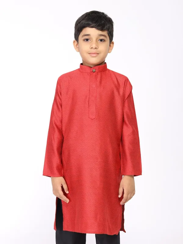 Tabard_Boys_Printed_Straight_Kurta_(Red)
