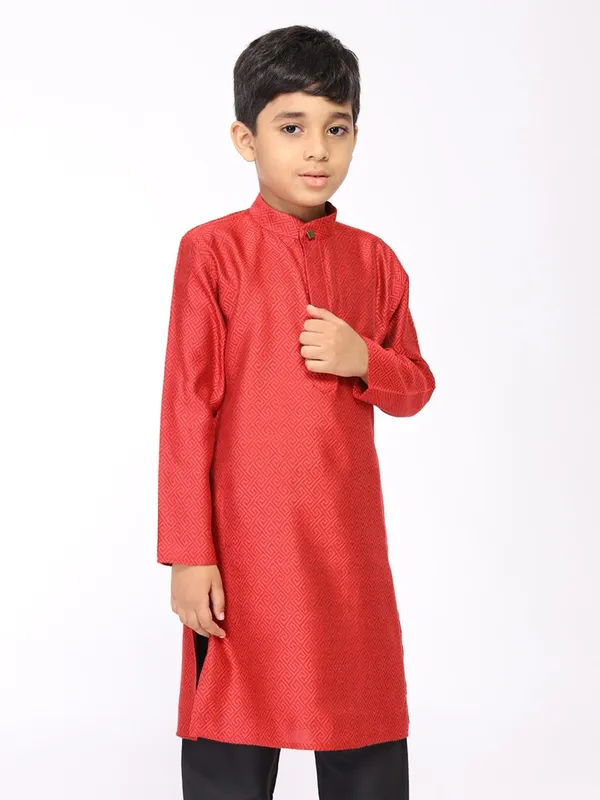 Tabard_Boys_Printed_Straight_Kurta_(Red)