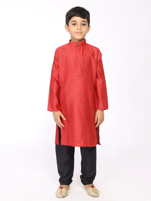 Tabard_Boys_Printed_Straight_Kurta_(Red)