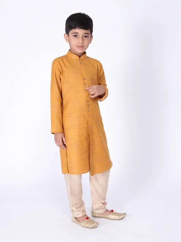 Tabard_Boys_Printed_Straight_Kurta_(Yellow)