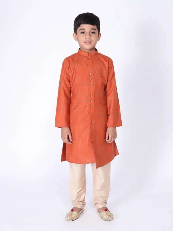 Tabard_Boys_Printed_Straight_Kurta_(Orange)