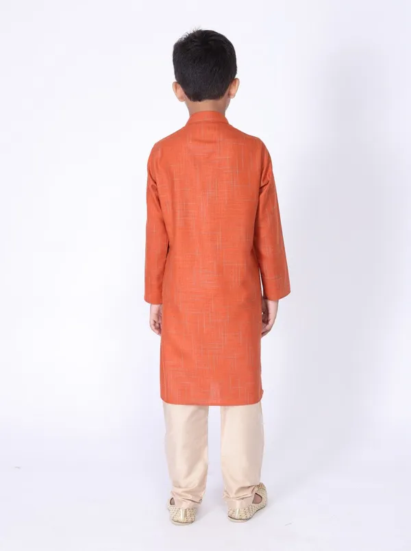 Tabard_Boys_Printed_Straight_Kurta_(Orange)