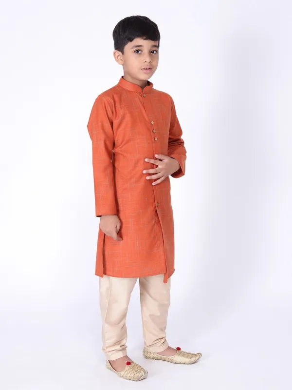 Tabard_Boys_Printed_Straight_Kurta_(Orange)