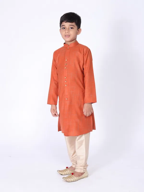 Tabard_Boys_Printed_Straight_Kurta_(Orange)