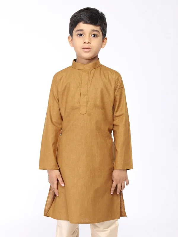 Tabard_Boys_Solid_Straight_Kurta_(Brown)