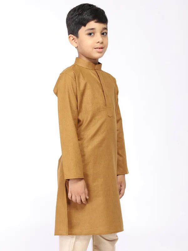 Tabard_Boys_Solid_Straight_Kurta_(Brown)