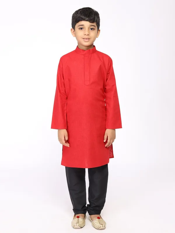Tabard_Boys_Solid_Straight_Kurta_(Red)