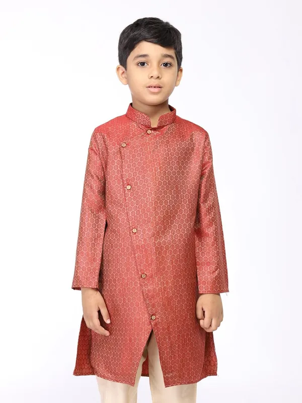 Tabard_Boys_Printed_Straight_Kurta_(Red)