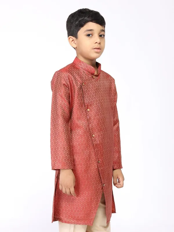 Tabard_Boys_Printed_Straight_Kurta_(Red)