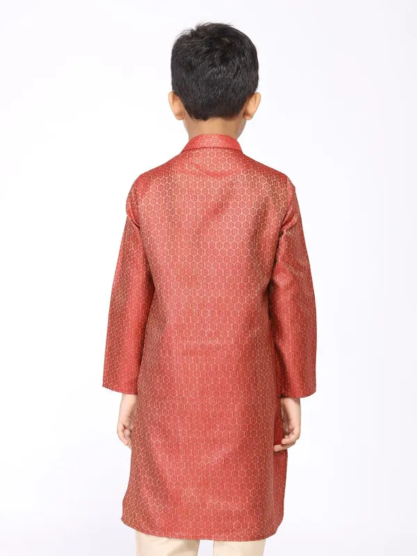 Tabard_Boys_Printed_Straight_Kurta_(Red)
