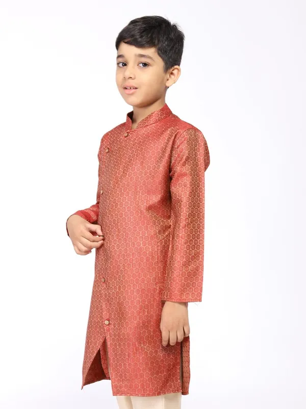 Tabard_Boys_Printed_Straight_Kurta_(Red)